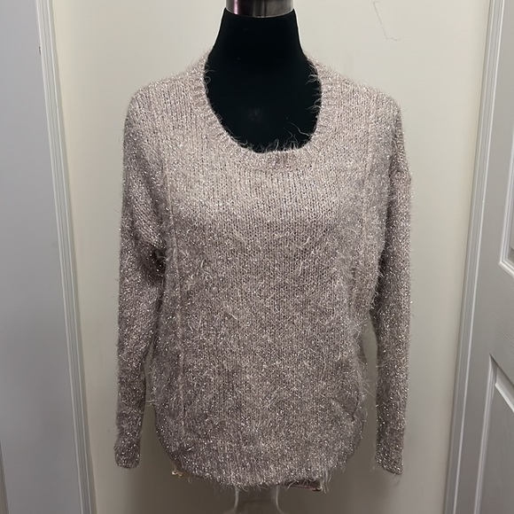 Jennifer Lopez Fuzzy Glitter Metallic Sweater Size Petite Large - Picture 6 of 9